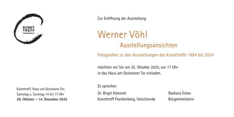 Einladung Flyer Fotografien von Werner Vöhl zu den Ausstellungen des Kunsttreffs